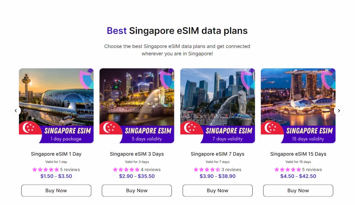 Sing eSIM plans